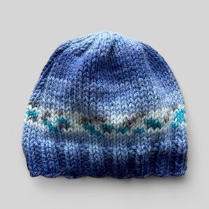 One Of A Kind Handmade Unique Knitted Blue Baby Boy Hat 6-12 Months